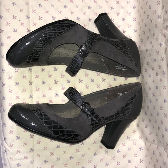 Aerosoles Patent Leather Crocodile Mary Jane – Gray – Size 8.5M - NWOT - Picture 4 of 7
